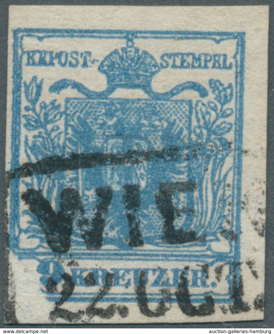 Österreich: 1850, 9 Kreuzer Dunkelblau, Handpapier Type II C, Mit Großer Druckauslassung Der Linken - Ongebruikt