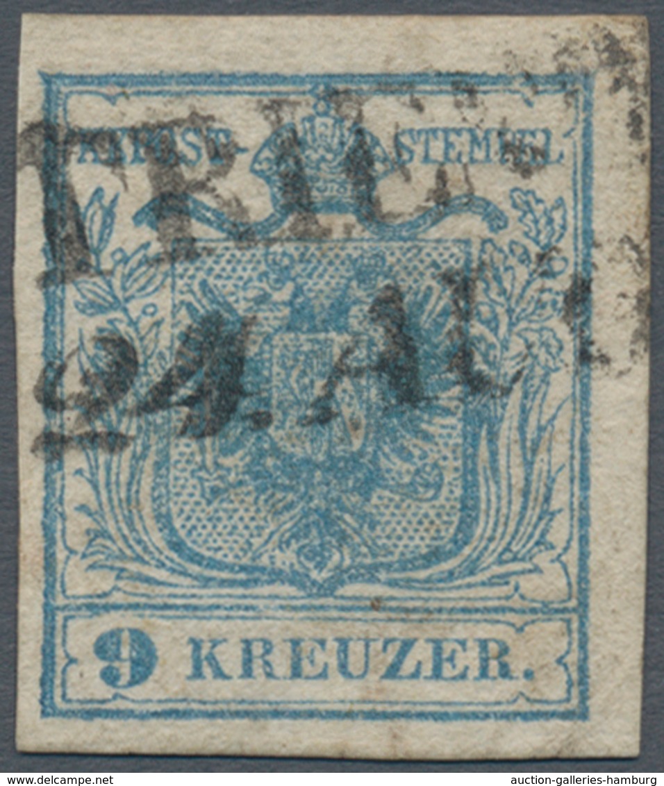 Österreich: 1850, 9 Kreuzer Hellblau, Handpapier Type I, Mit Weitestem Abstand 1,2 Mm Zwischen Der Z - Nuovi