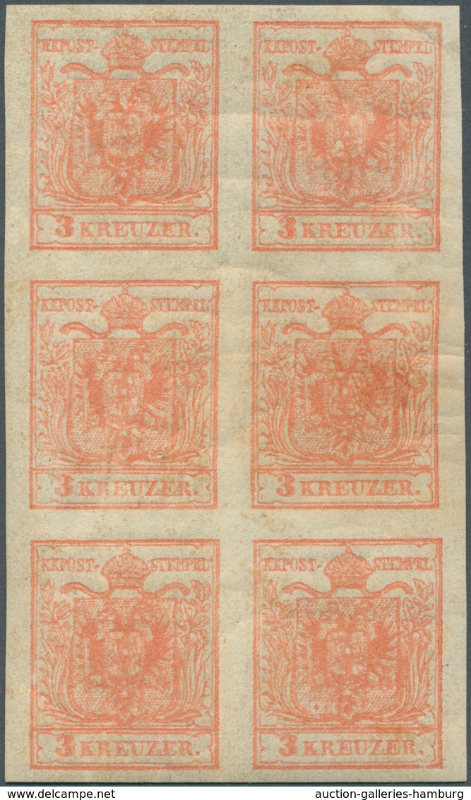 Österreich: 1850/54: 3 Kreuzer Stumpfrosa, Maschinenpapier Type III C, Im Senkrechten Ungebrauchten - Unused Stamps