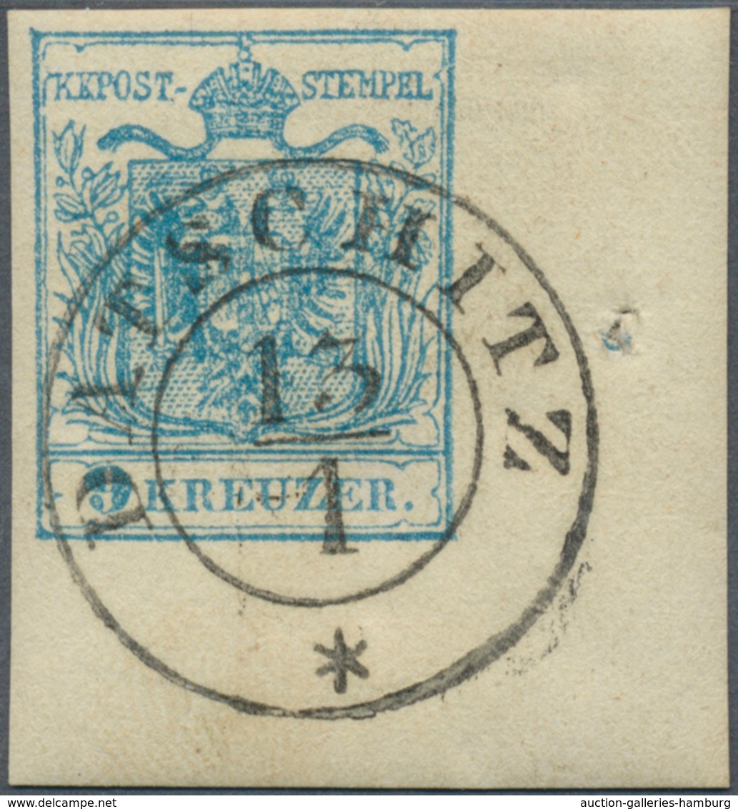 Österreich: 1850, 9 Kr Hellblau, Maschinenpapier Type IIIb, Rechte Untere Bogenecke Mit Besonders Br - Ongebruikt