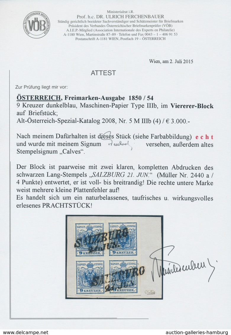Österreich: 1850, 9 Kr Dunkelblau, Maschinenpapier Type IIIb, Farbfrischer, Ringsum Tadellos Voll- B - Ongebruikt