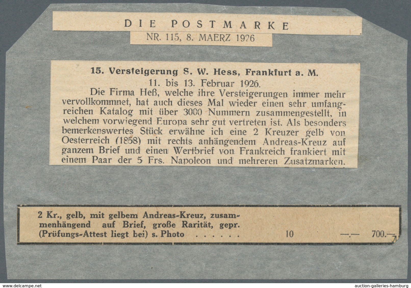 Österreich: 1858/59: 2 Kreuzer Gelb, Type II, Mit Kleinem Gelben Andreas-Kreuz Auf Kompletter Drucks - Nuevos