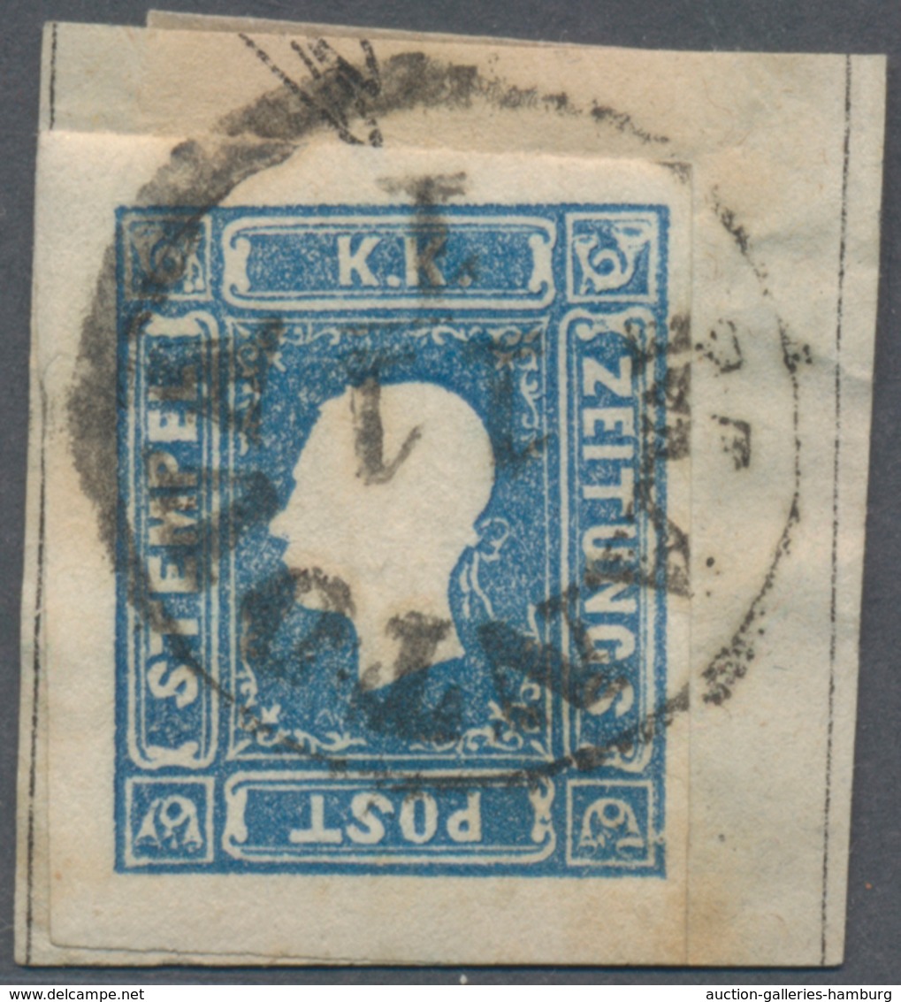 Österreich: 1858, (1.05 Kr) Blau Sauber Entwertet Mit K1 MANTOVA Auf Briefstück, Die Marke Ist Voll- - Neufs