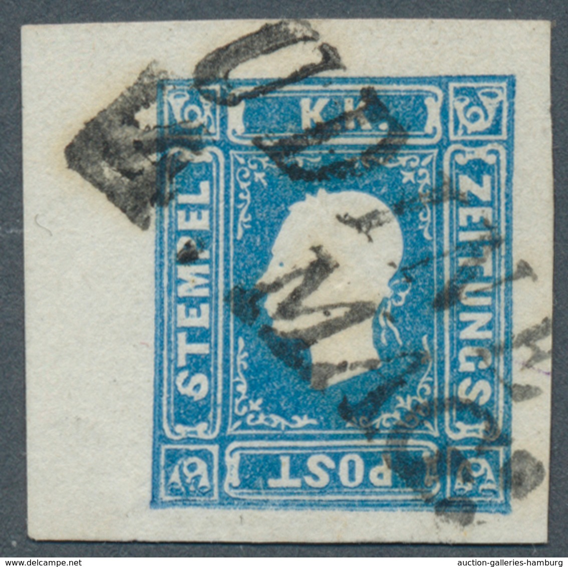 Österreich: 1858, (1,05 Kreuzer/Soldi) Blau Zeitungsmarke, Type I, Allseits Breit- Bis überrandig Vo - Neufs