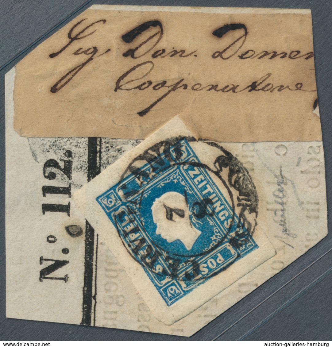 Österreich: 1858, (1,05 Kreuzer/Soldi) Dunkelblau Zeitungsmarke, Type I, Allseits überrandig, Farbin - Ungebraucht