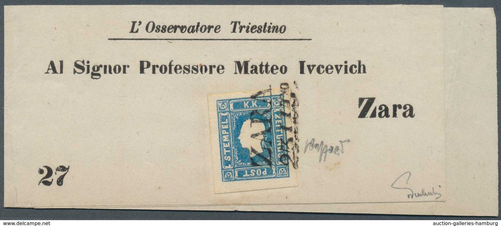Österreich: 1858, (1,05 Kreuzer) Blau Zeitungsmarke, Type I, Allseits Breit- Bis überrandig, Entwert - Unused Stamps