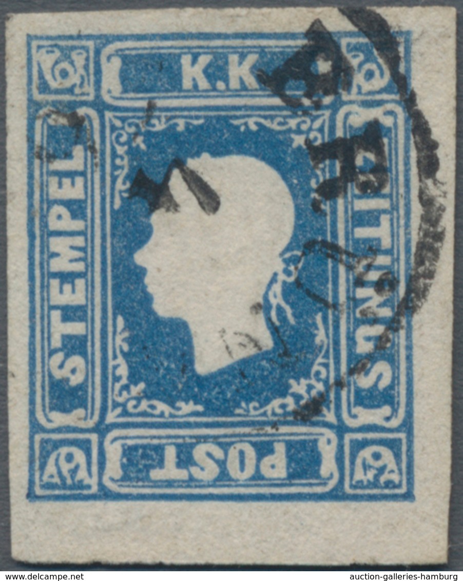 Österreich: 1858, Zeitungsmarke (1,05 Kr) Blau In Type II (statt In Type I), Oben Und Links Voll-, R - Ongebruikt