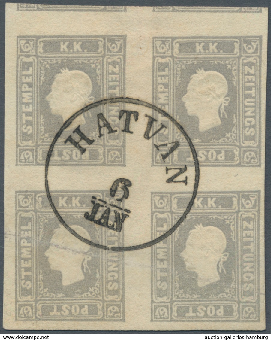 Österreich: 1859, (1,05 Kreuzer) Grau Zeitungsmarke, Type II, Viererblock, Farbintensiv Und Prägefri - Neufs