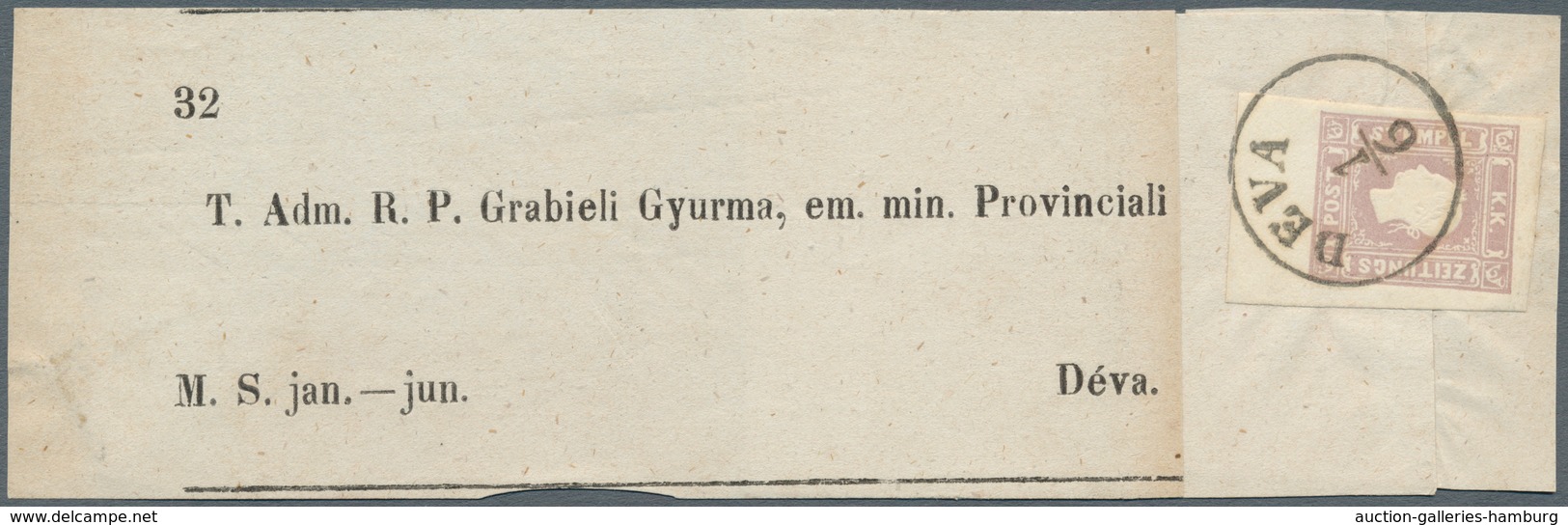 Österreich: 1859, (1,05 Kreuzer) Lila Zeitungsmarke, Type II, Unterrandstück (8,5 Mm), Sonst Voll- B - Unused Stamps