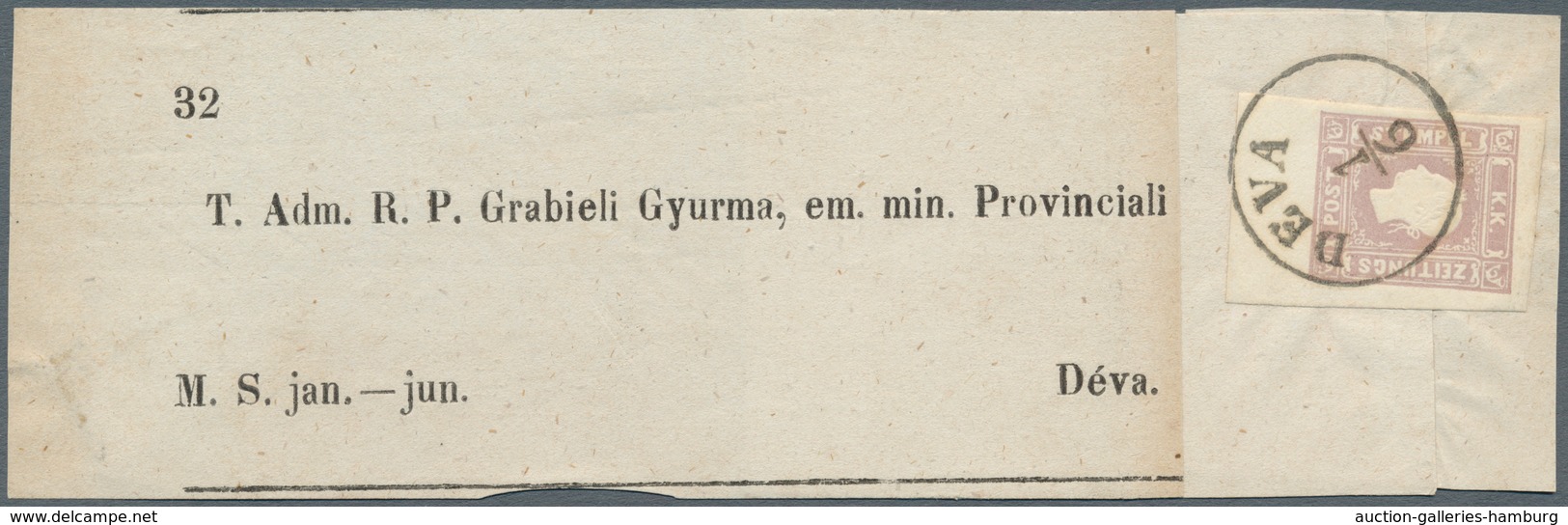 Österreich: 1859, (1,05 Kreuzer) Lila Zeitungsmarke, Type II, Unterrandstück (8,5 Mm), Sonst Voll- B - Neufs