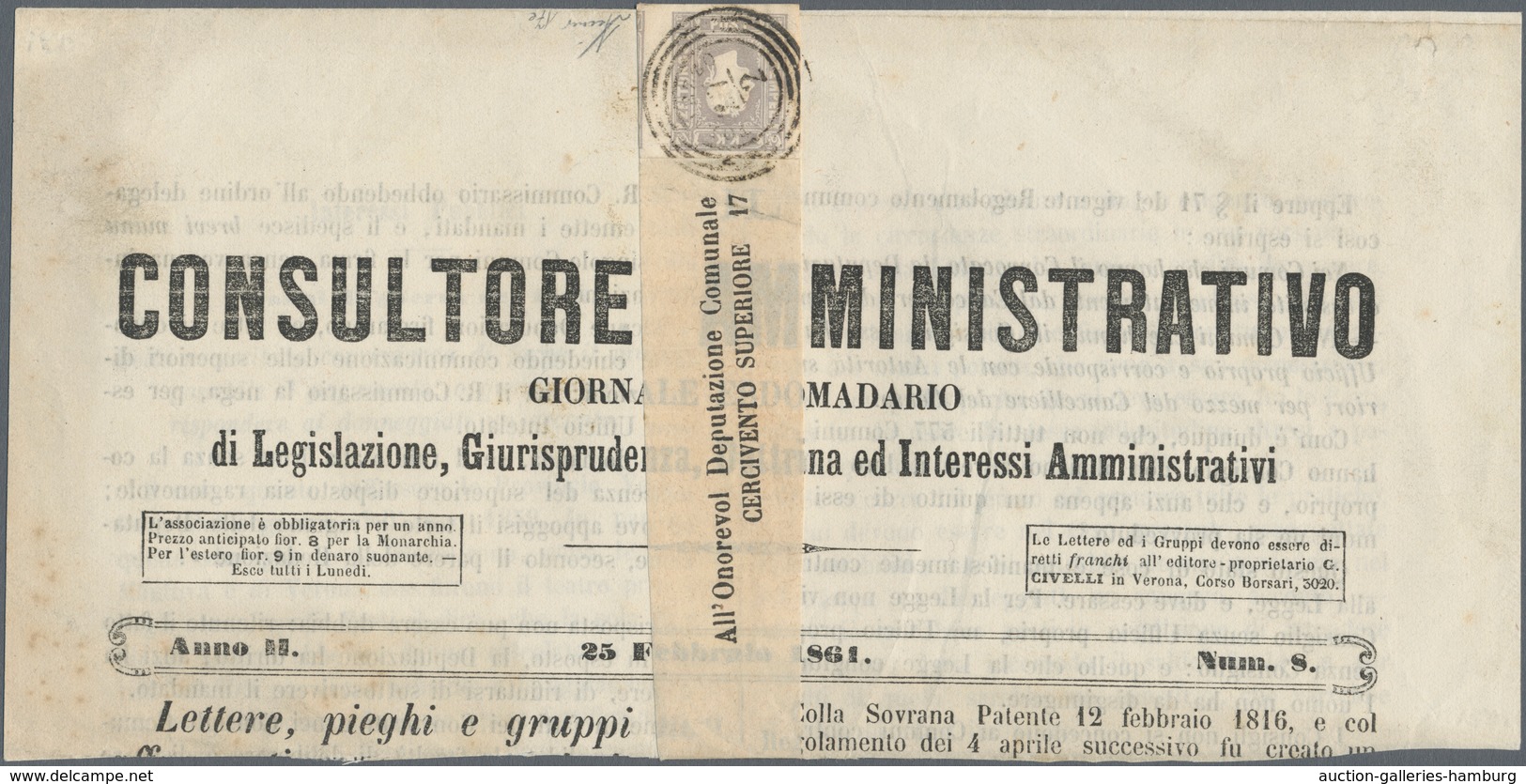 Österreich: 1859, (1,05 Kreuzer/Soldi) Grauviolett Zeitungsmarke, Type II, Farbfrisch, Voll- Bis übe - Ungebraucht