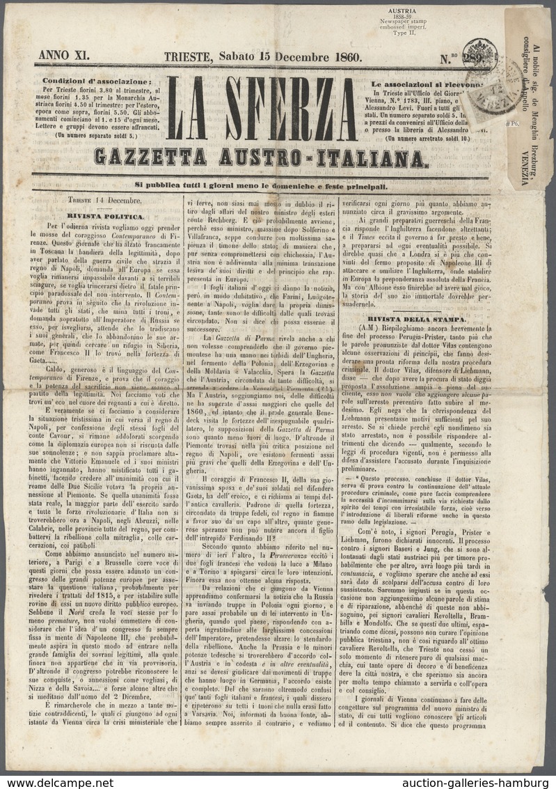 Österreich: 1860, Zeitungsmarke 1,05 Kr. In Besserer Farbe Grau, Allseits Breit/überrandiges Kabinet - Unused Stamps