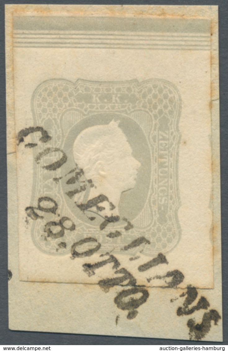 Österreich: 1861, (1,05 Kreuzer/Soldi) Grau Zeitungsmarke, Prägefrisches Oberrandstück Mit Komplette - Ungebraucht