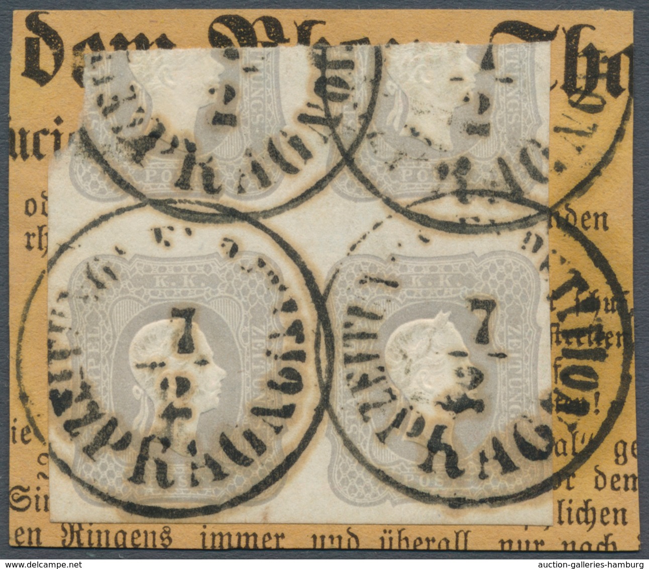 Österreich: 1861, (1,05 Kreuzer) Grau Zeitungsmarke, Waagerechtes Paar Mit Großen Teilen Der Beiden - Unused Stamps