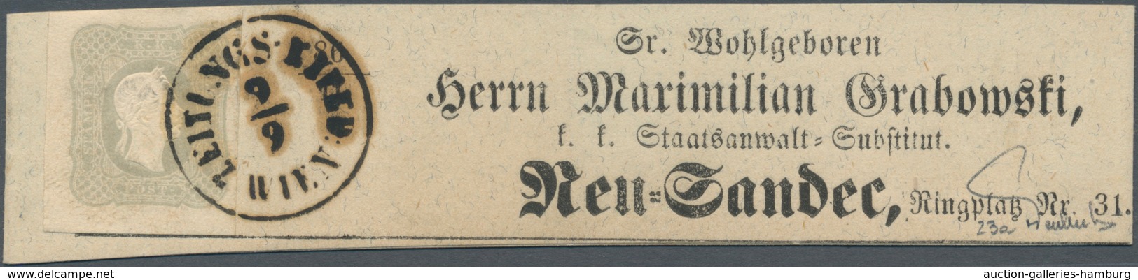 Österreich: 1861, (1,05 Kreuzer) Hellgrau Zeitungsmarke, Allseits Voll- Bis überrandig, Entwertet Mi - Nuevos
