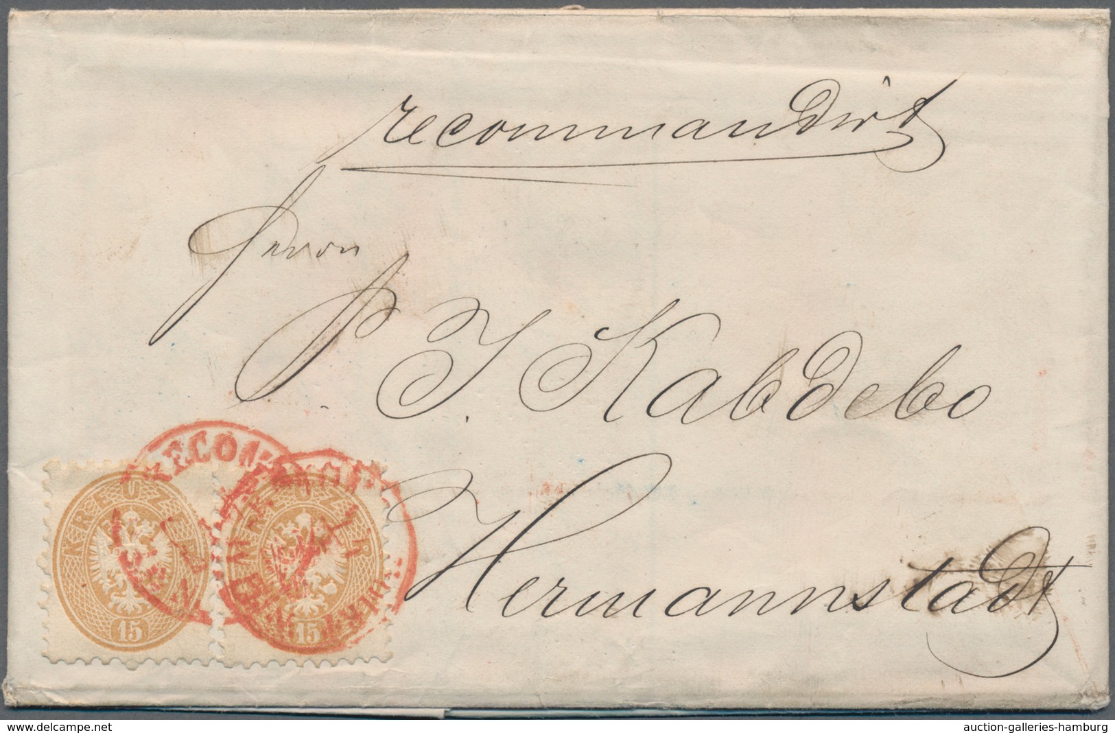 Österreich: 1863, Ovalausgabe 10 Kr. Enge Zähnung Und 1864, 2x 15 Kr. Weite Zähnung Als Ausgaben-MiF - Ongebruikt