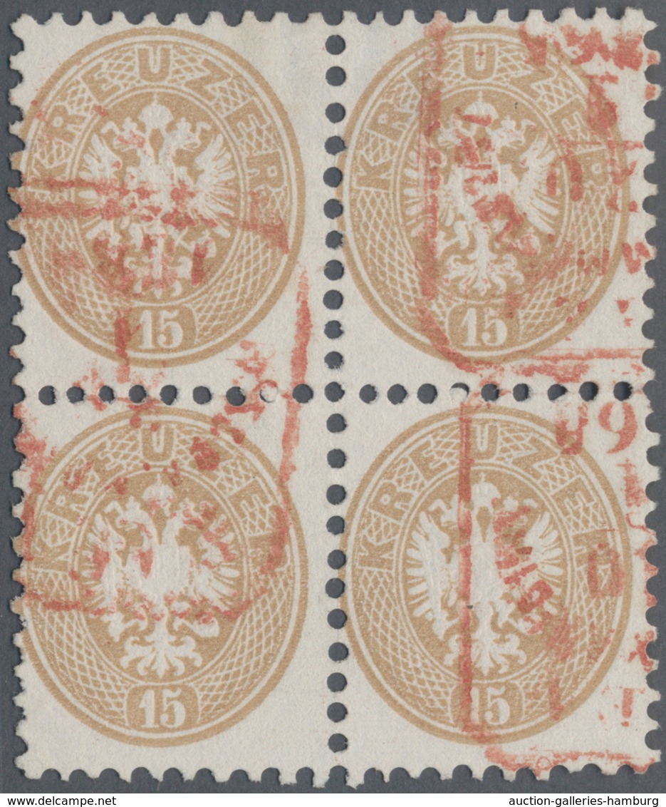 Österreich: 1863/1864, 15 Kr. Braun, Farbfrischer Und Gut Gezähnter 4er-Block, Sauber Gestempelt "WI - Ungebraucht