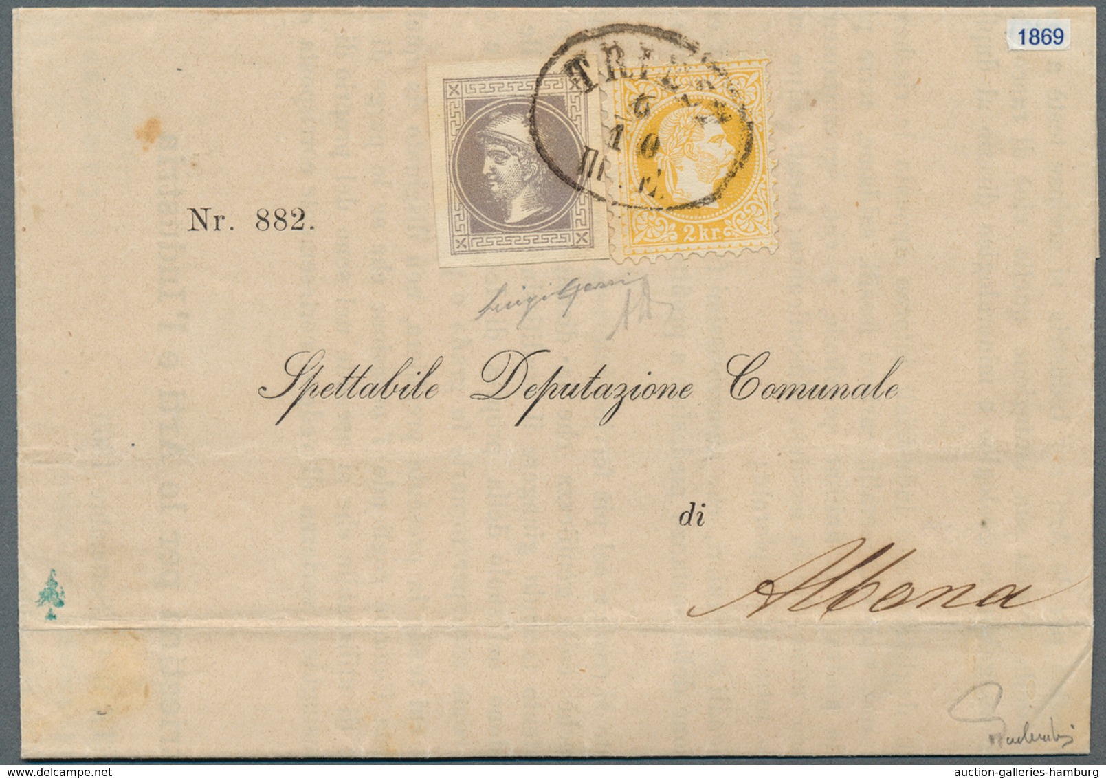 Österreich: 1867, 2 Kr Gelborange Freimarke, Grober Druck, Und Zeitungsmarke (1,05 Kreuzer) Grauviol - Ungebraucht