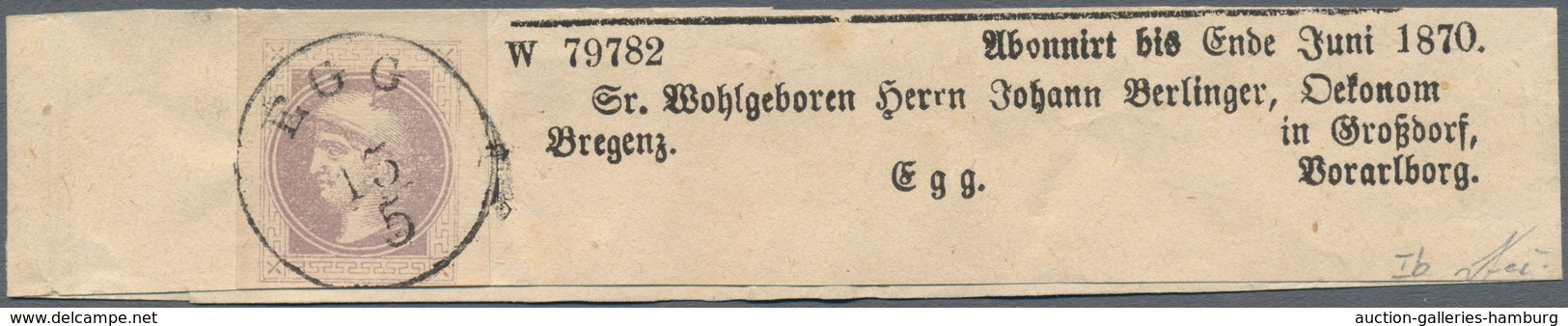 Österreich: 1867, (1 Kr) Merkurkopf Zeitungsmarke, Partie Mit 4 Verschiedenen Einzelfrankaturen Auf - Ongebruikt