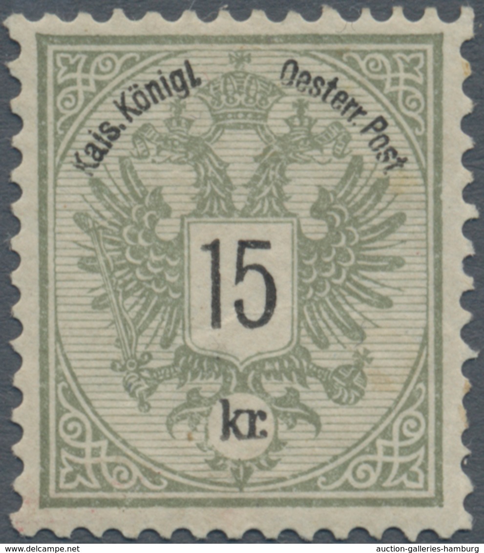 Österreich: 1883, 15 Kr Doppeladler Grau, Probedruck Der Nicht Verausgabten Wertstufe In Endgültiger - Unused Stamps