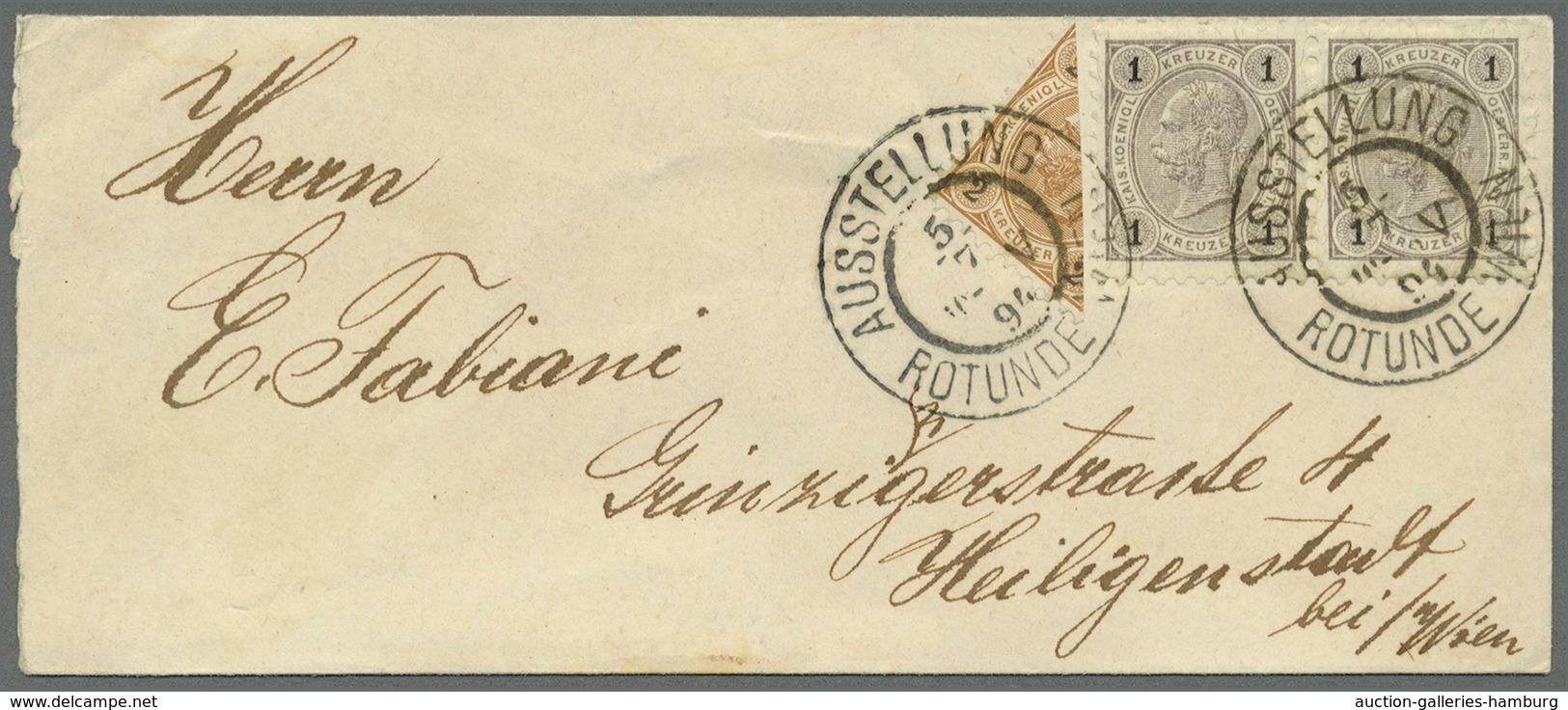 Österreich: 1894 (5.7.), Kleinformatiger Briefumschlag Frankiert Mit Paar Der 1 Kr. Grau Sowie Diago - Unused Stamps