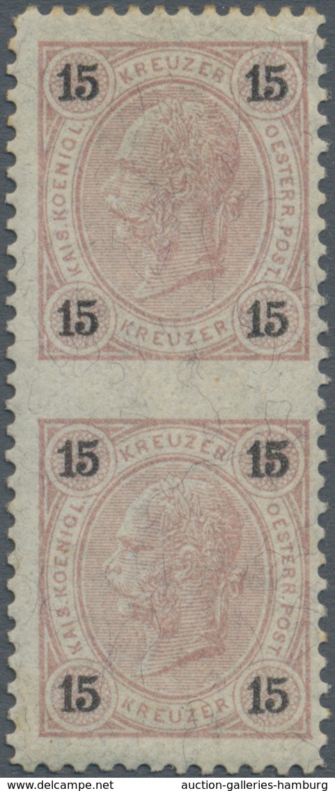 Österreich: 1890, 15 Kr Franz Joseph Im Senkrechten, Mittig Waagerecht Ungezähnten Ungebrauchten Pra - Unused Stamps