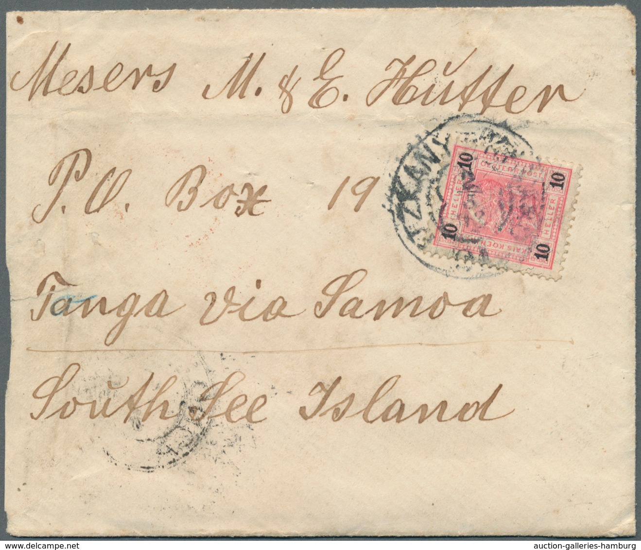 Österreich: 1903, Post Nach "TANGA VIA SAMOA", Brief Mit Vier Werten 10 H. Rosa/schwarz Vs. Und Rs., - Unused Stamps