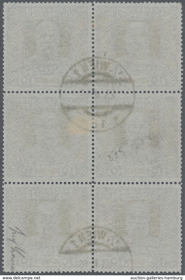 Österreich: 1908, Jubiläumsausgabe, 10 Kr. Auf Grauem Tiefdruckpapier, 6er-Block (minimal Angetrennt - Ungebraucht