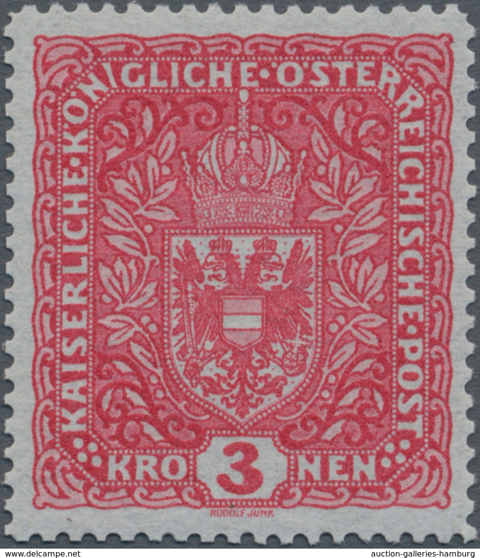 Österreich: 1917, Freimarken Wappen, 3 Kr. Dunkellilarot Im Bildformat 26:29 Mm, Postfrisch, Unsigni - Ungebraucht