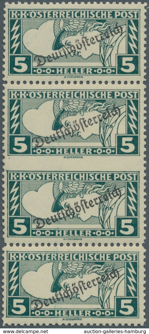 Österreich: 1919, 5 H Merkur "Deutschösterreich" Im Senkrechten, Mittig Waagerecht Ungezähnten Paar - Nuovi