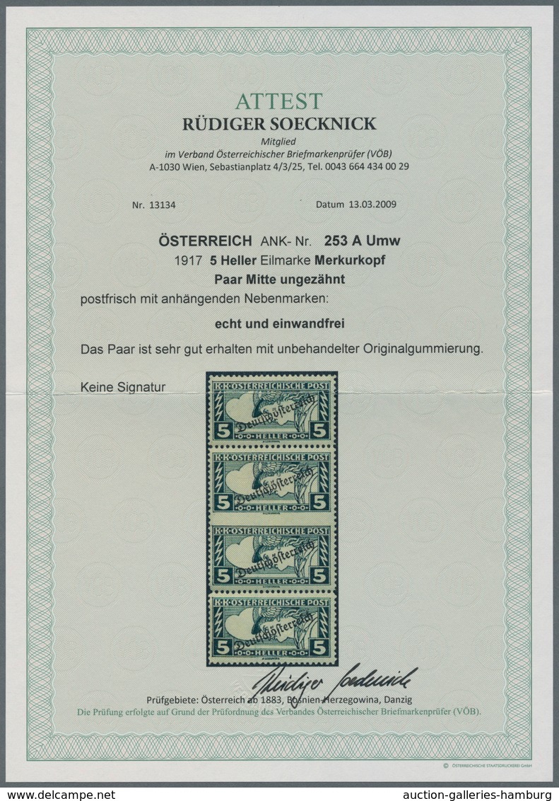 Österreich: 1919, 5 H Merkur "Deutschösterreich" Im Senkrechten, Mittig Waagerecht Ungezähnten Paar - Unused Stamps
