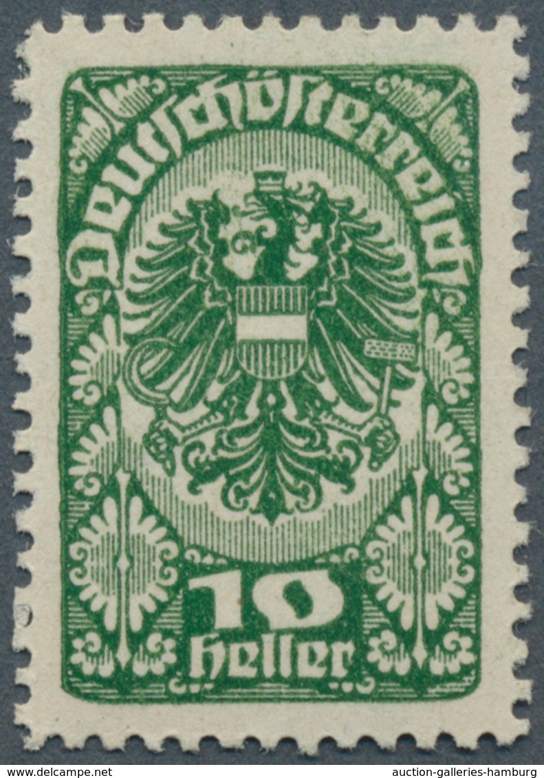 Österreich: 1919/1920, Freimarken, 10 H. Als Farbprobe In Dunkelgrün Und Mit Linienzähnung, Auf Gumm - Nuevos