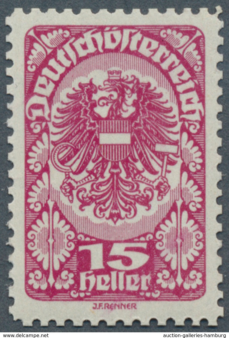 Österreich: 1919/1920, Freimarken, 15 H. Als Farbprobe In Dunkellilarot Und Mit Linienzähnung, Auf G - Ongebruikt