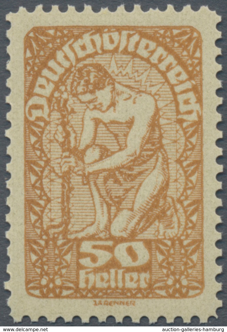 Österreich: 1919/1920, Freimarken, 50 H., Drei Verschiedene Farbproben In Abweichenden Farben Ockerb - Unused Stamps