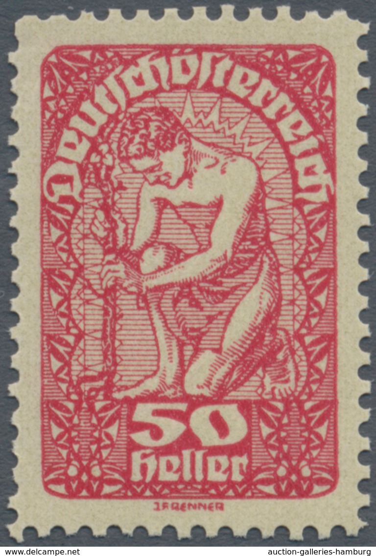 Österreich: 1919/1920, Freimarken, 50 H., Drei Verschiedene Farbproben In Abweichenden Farben Ockerb - Unused Stamps