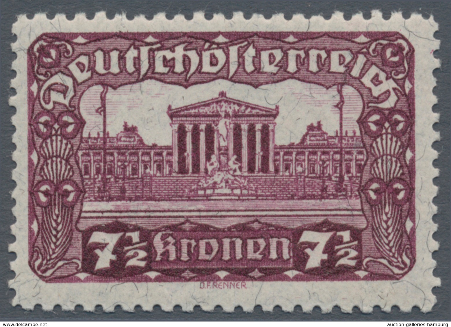 Österreich: 1919/1921, Freimarken "Parlamentsgebäude", 5 Kr., 7½ Kr. Und 10 Kr., Drei Werte In Linie - Neufs