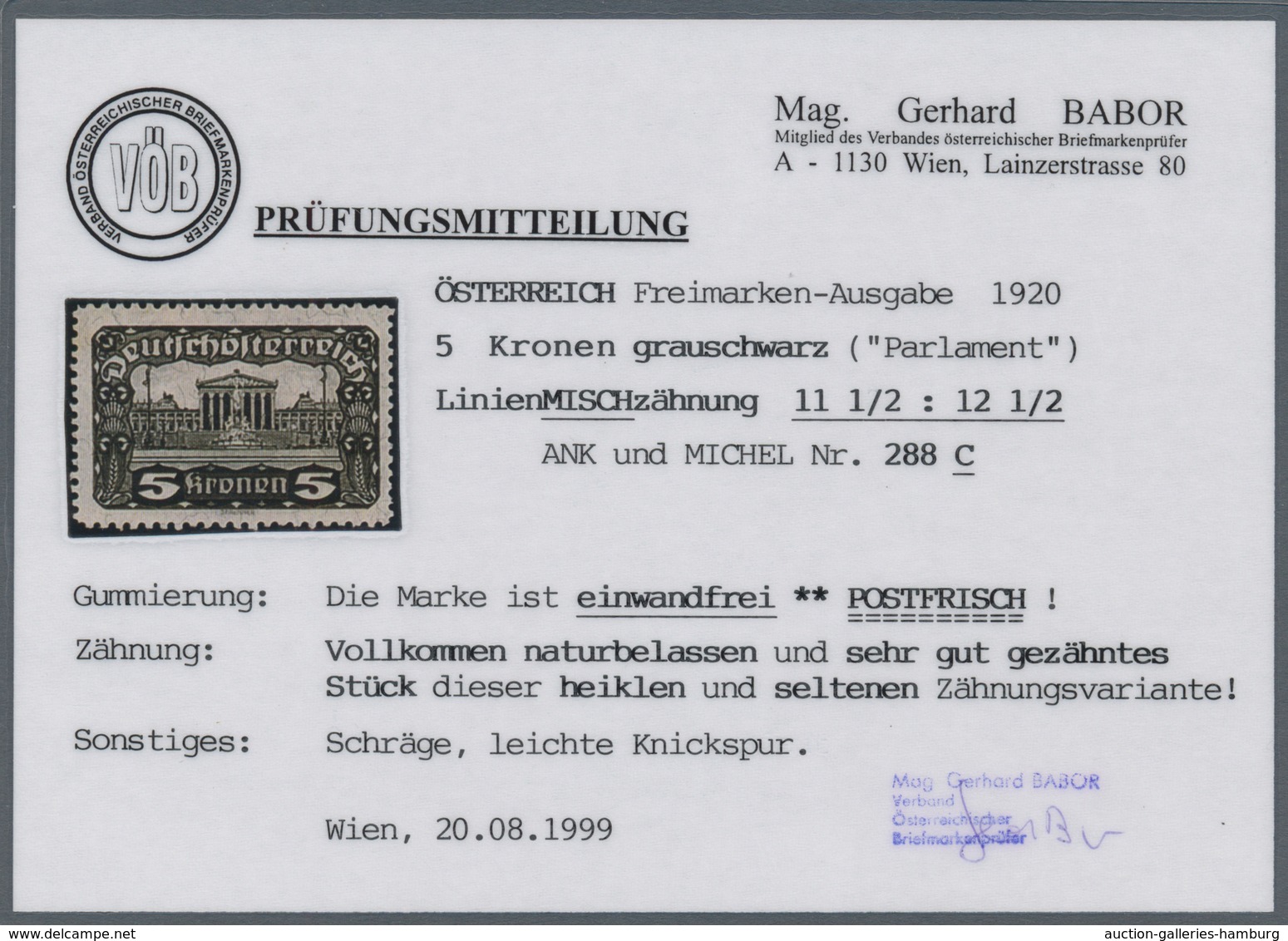 Österreich: 1919/1921, Freimarken "Parlamentsgebäude", 5 Kr., 7½ Kr. Und 10 Kr., Drei Werte In Linie - Ongebruikt