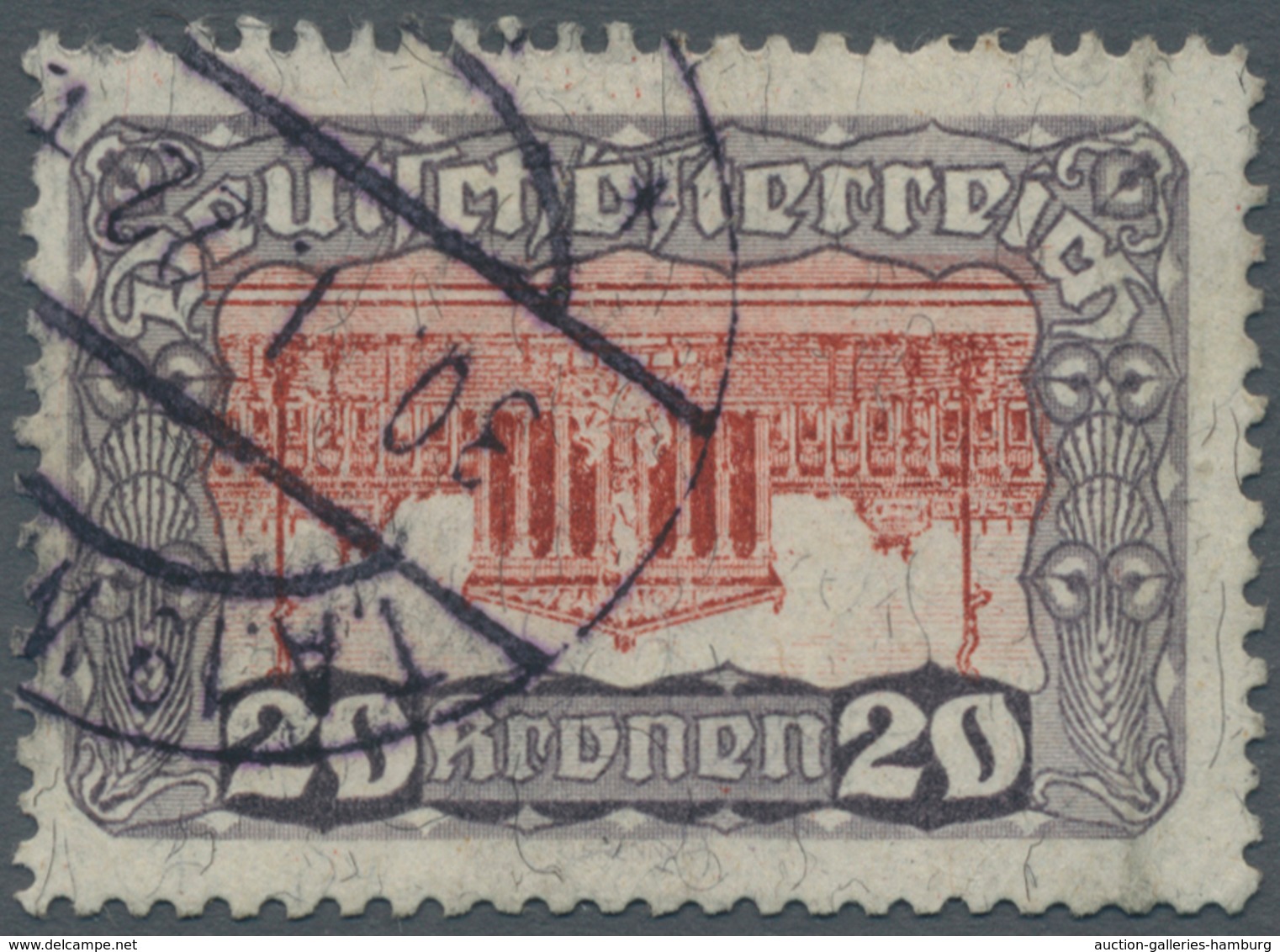 Österreich: 1919/1921, Freimarken "Parlamentsgebäude", 20 Kr. Dunkelviolettgrau/dunkelbräunlichrot M - Nuevos