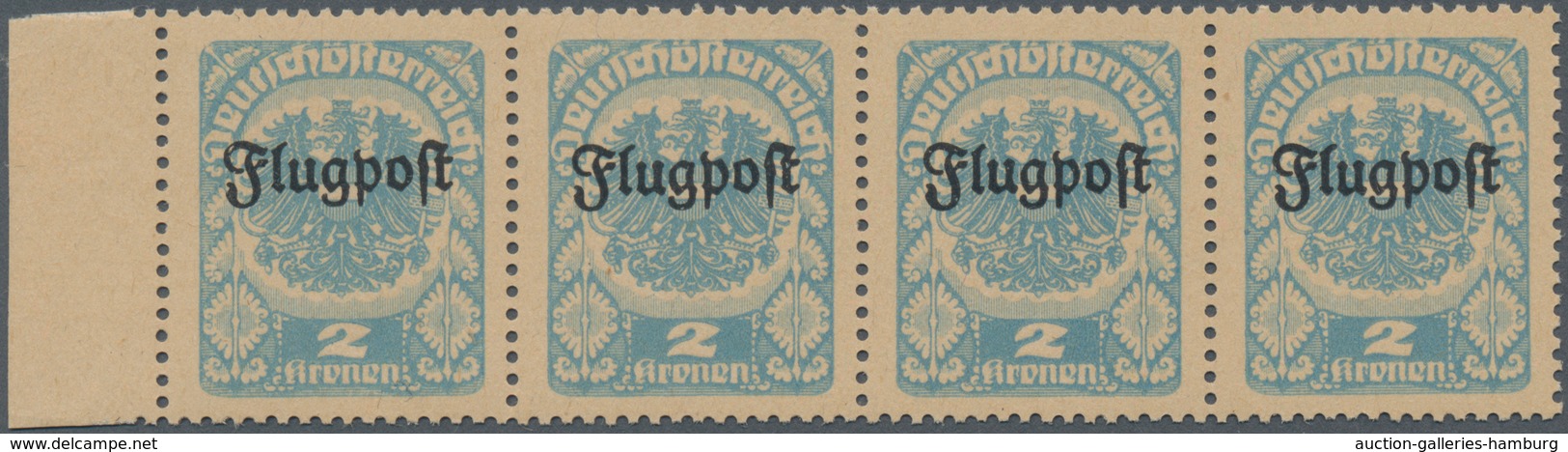 Österreich: 1922, Nicht Verausgabter Wert 2 Kr Mittelgrünlichblau Mit Audruck „Flugpost” Im Viererst - Nuevos
