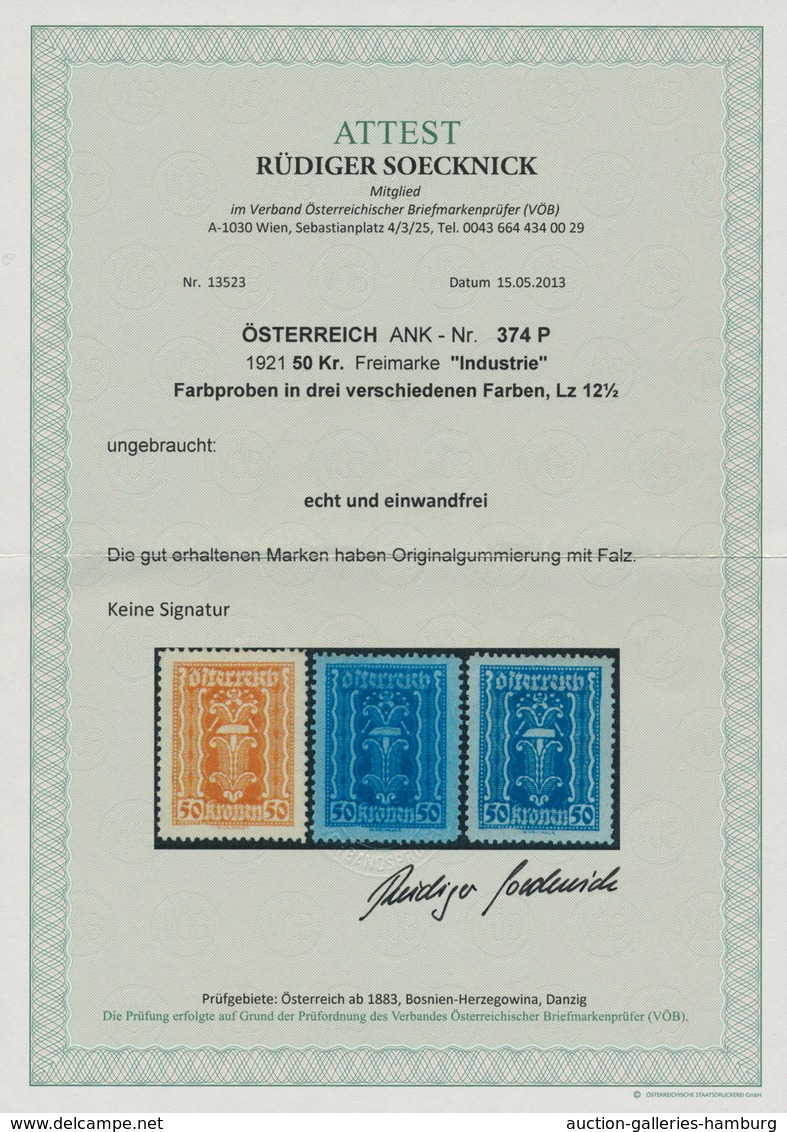 Österreich: 1922. Freimarken Landwirtschaft, Gewerbe, Industrie. 4 Werte zu 10 Kronen, 3 Werte zu 50