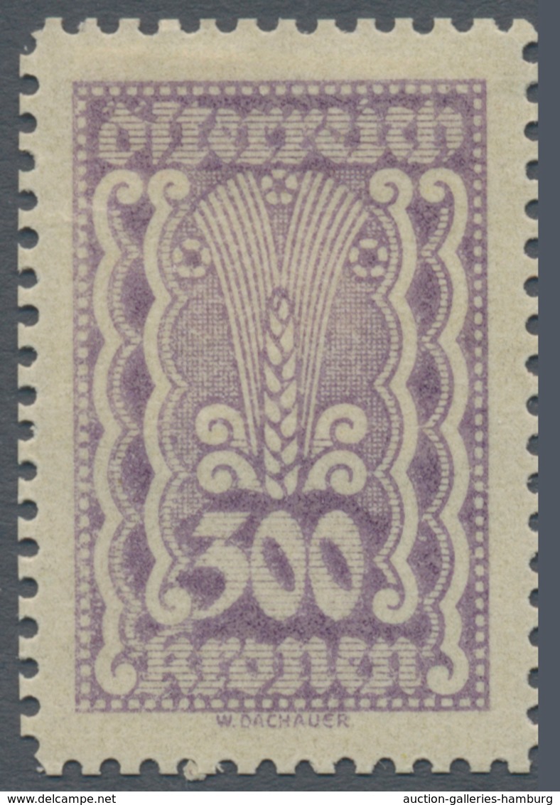 Österreich: 1922, Freimarken 300 Kr. zwölf verschiedene gezähnte Farbproben auf weißem bzw. gelblich