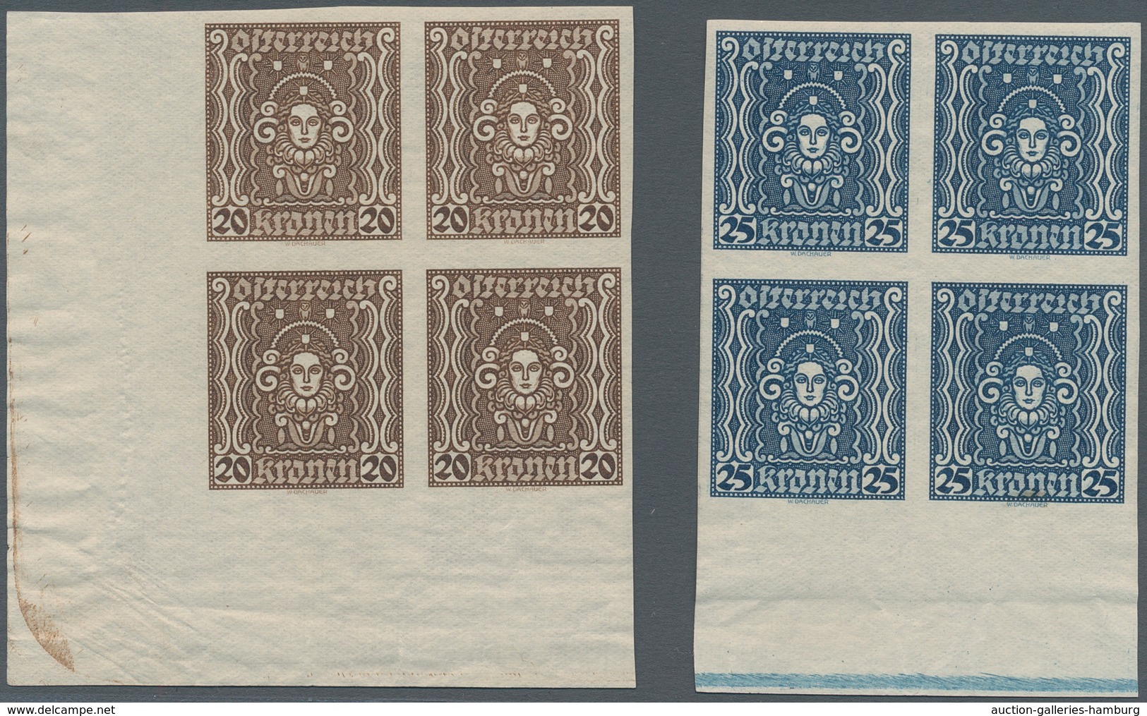 Österreich: 1922, 20-10.000 Kr Frauenkopf Ungezähnt, Komplett 11 Werte In Postfrischen Rand- Bzw. Ec - Neufs