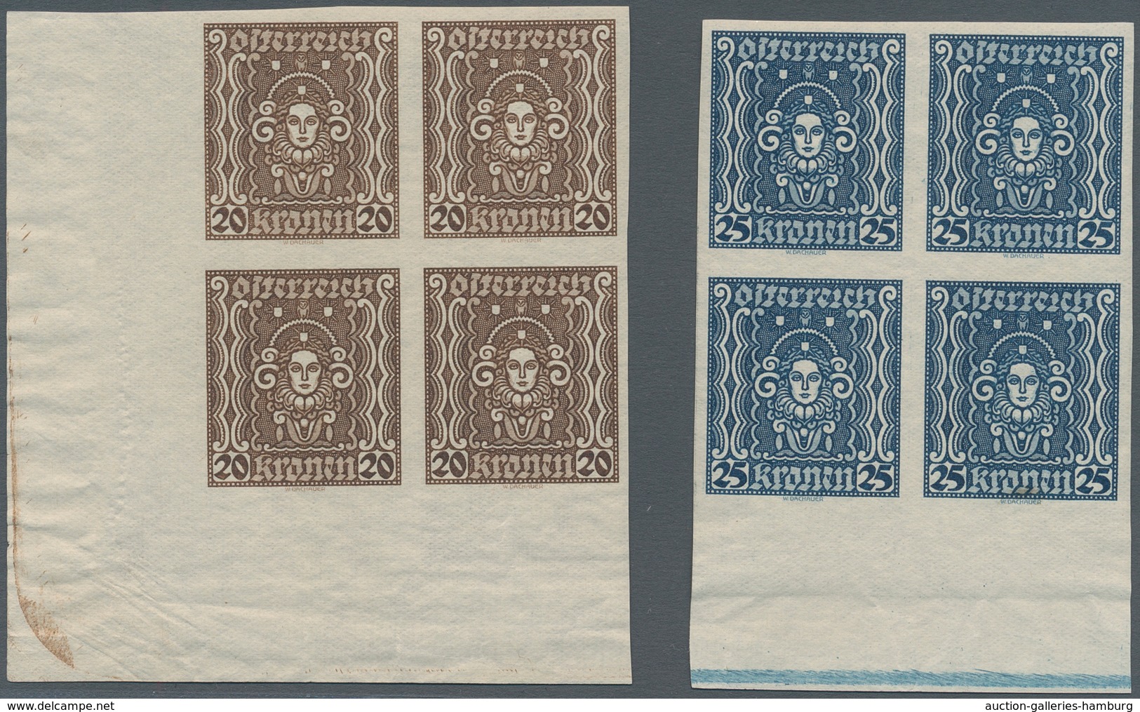 Österreich: 1922, 20-10.000 Kr Frauenkopf Ungezähnt, Komplett 11 Werte In Postfrischen Rand- Bzw. Ec - Unused Stamps