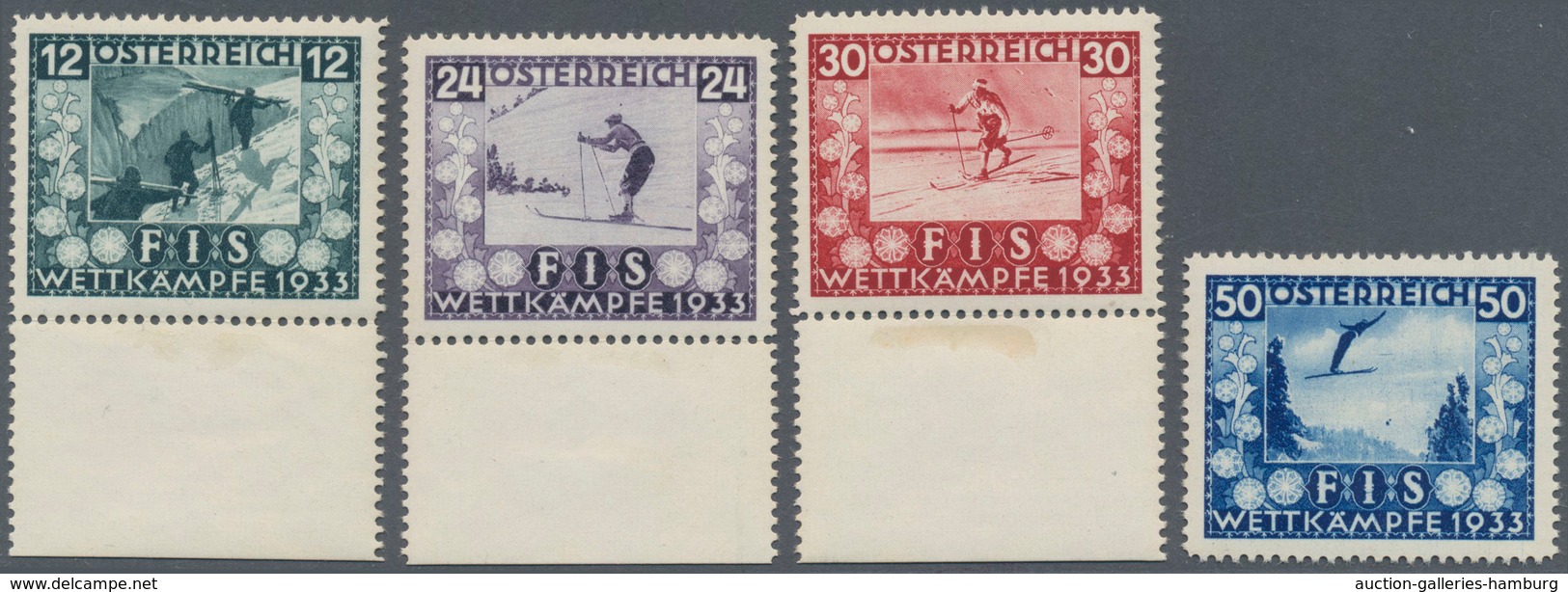 Österreich: 1933, Jugendwohlfahrt: FIS-Wettkämpfe In Innsbruck, Kompletter Postfrischer Satz, 3 Wert - Neufs