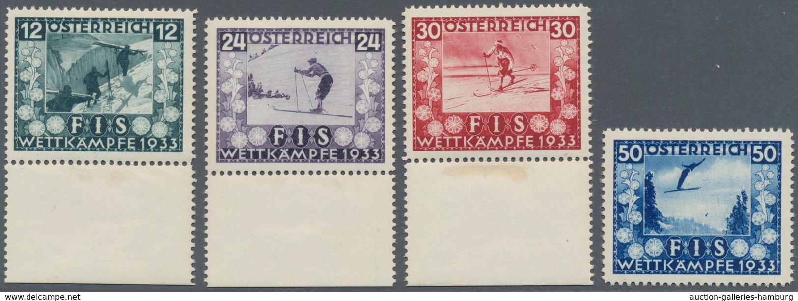 Österreich: 1933, Jugendwohlfahrt: FIS-Wettkämpfe In Innsbruck, Kompletter Postfrischer Satz, 3 Wert - Ungebraucht