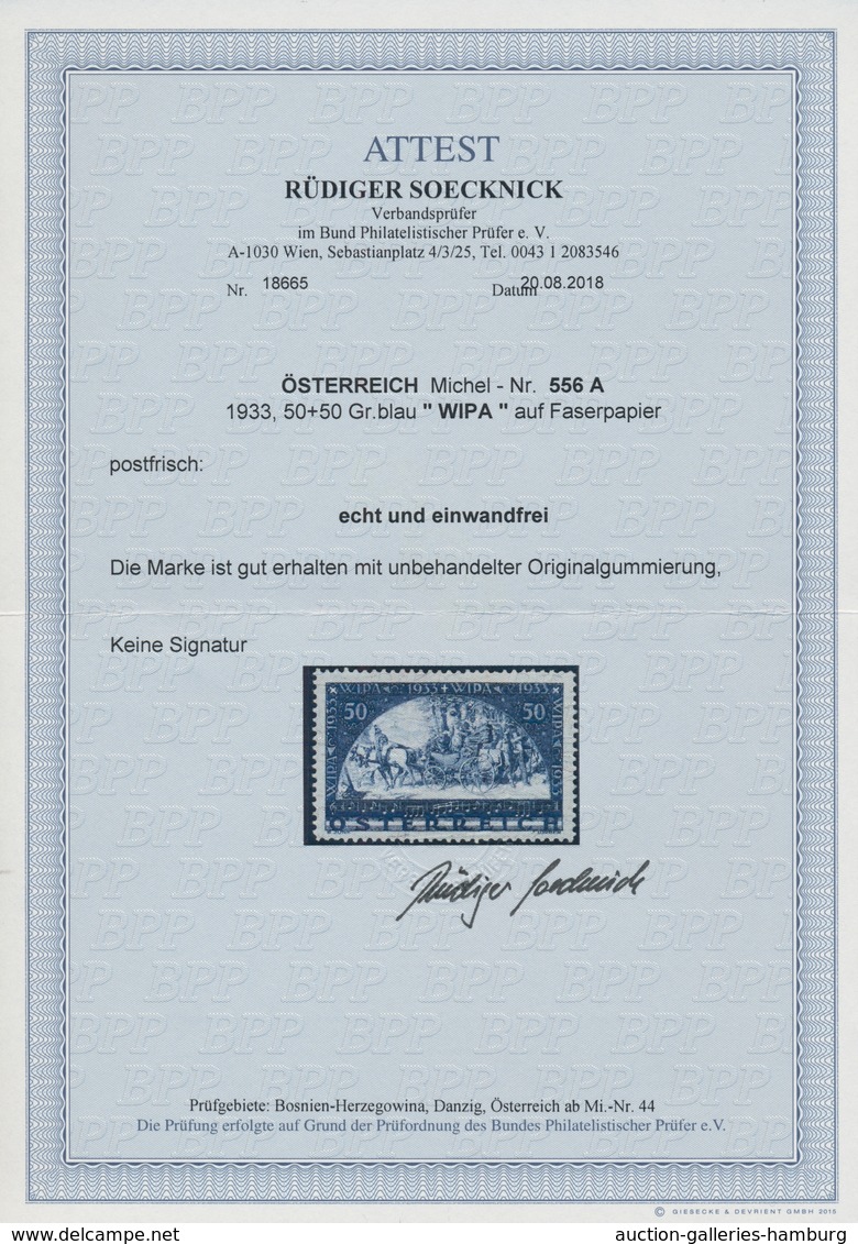 Österreich: 1933, WIPA Faserpapier Postfrisch In Unsignierter Prachterhaltung, Fotoatteste Ferchenba - Ungebraucht