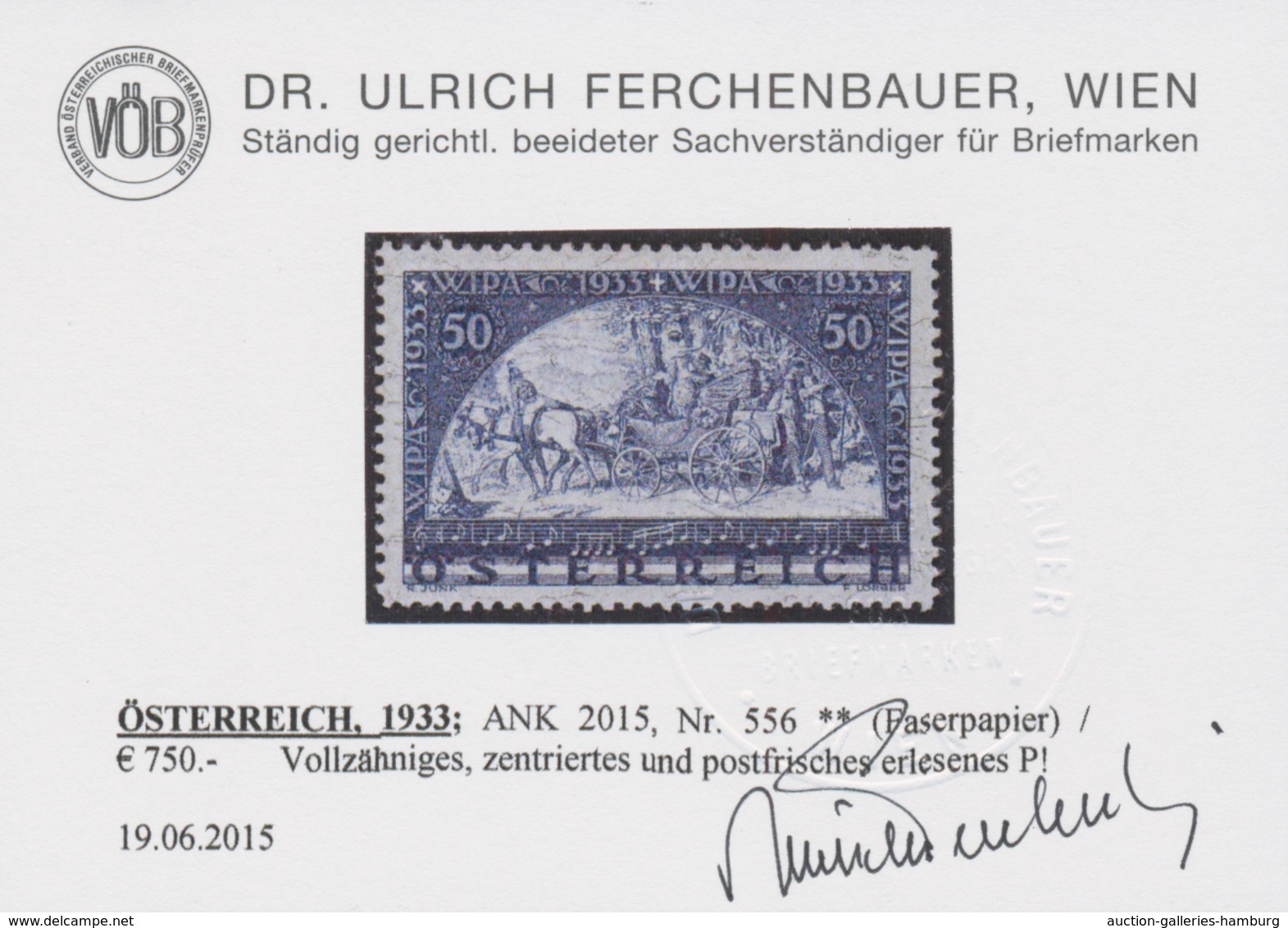 Österreich: 1933, WIPA Faserpapier Postfrisch In Unsignierter Prachterhaltung, Fotoatteste Ferchenba - Unused Stamps
