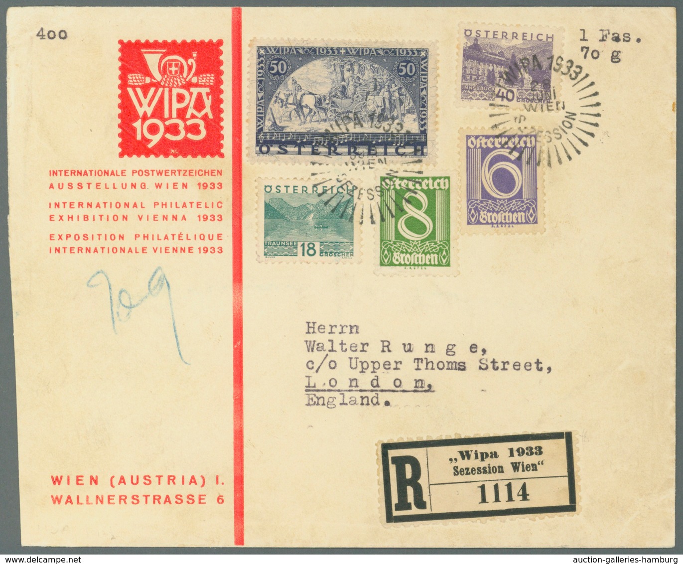 Österreich: 1933 (28.6.), WIPA-Umschlag Frankiert Mit WIPA-Faser Und Vier Freimarken Mit So.-Stpl. ' - Unused Stamps