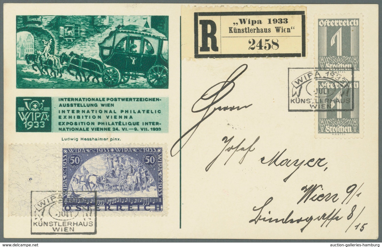 Österreich: 1933 (7.7.), WIPA-Postkarte (Zeppelin) Mit WIPA-Faser Sowie 2 X 1 Gr. Freimarken Mit So. - Nuevos