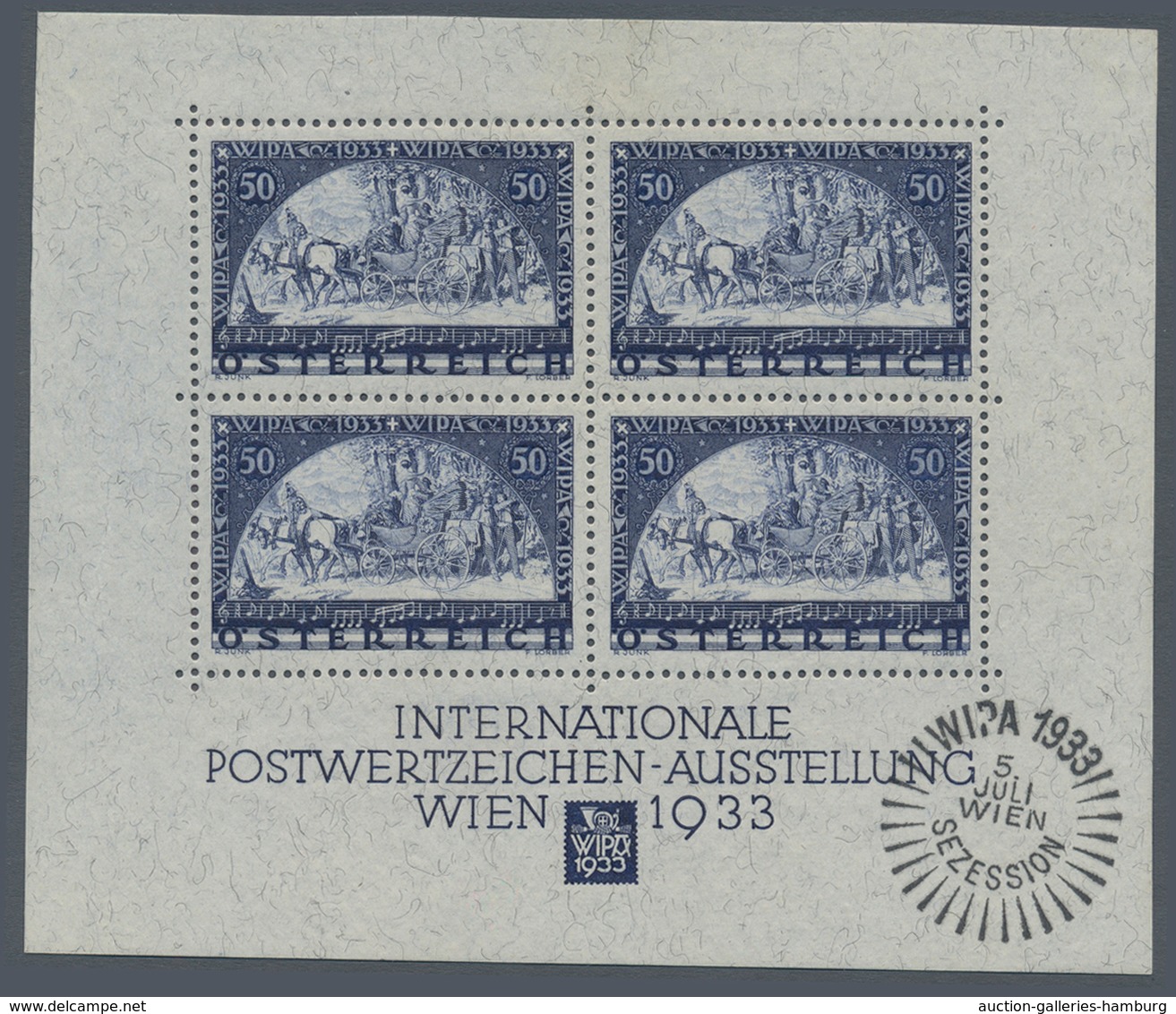 Österreich: 1933, Wipa-Block Formatverkleinert, Ungebraucht Mit Originalgummi Und Haftspur Oben, Rec - Neufs